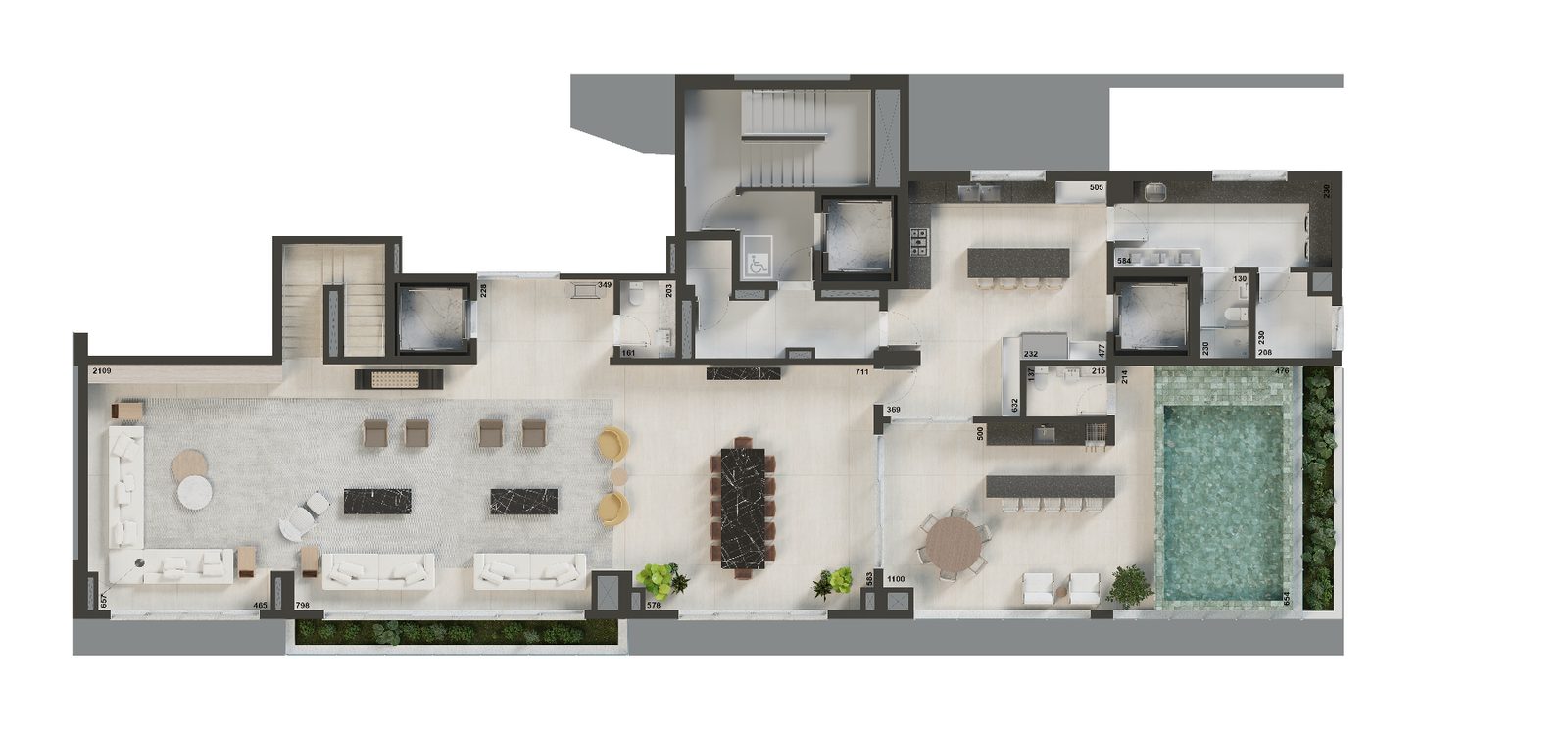 Planta Planta 1 — Ryad — 217 a 525 m² em Goiânia