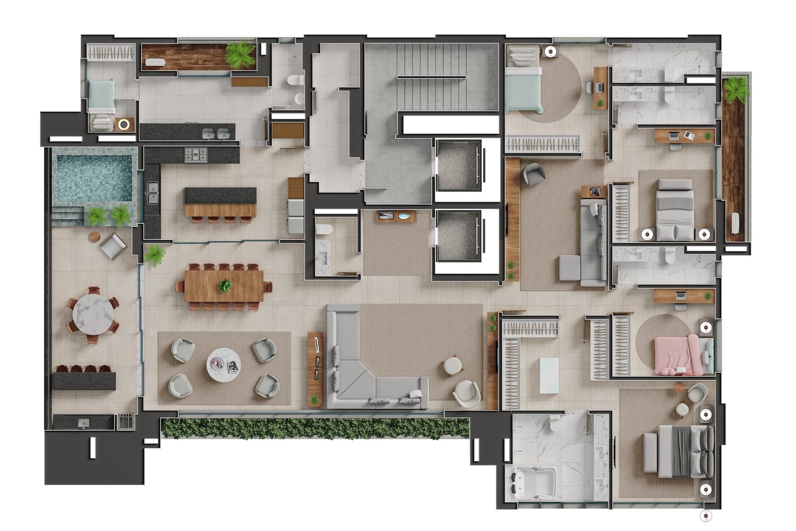 Planta Planta 4 — Bauhaus — apartamentos de 355 a 551 m² com 4 suítes em Goiânia