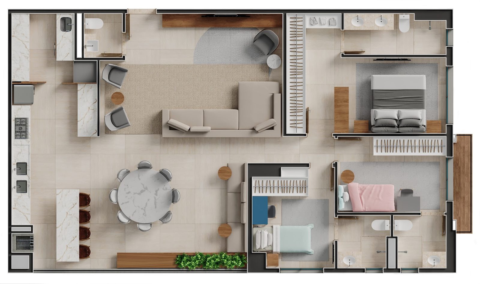 Planta Planta 2 — Cinque Terre Residenze — 58 a 147 m² em Goiânia