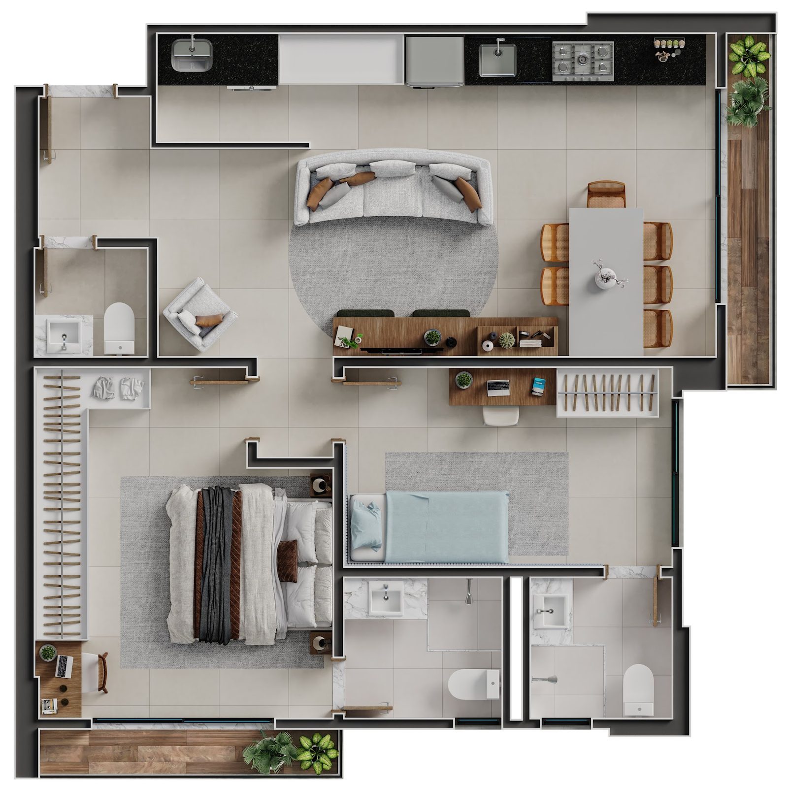 Planta Planta 2 — Emirates Parque Flamboyant — 47 a 137 m² no Jardim Goiás