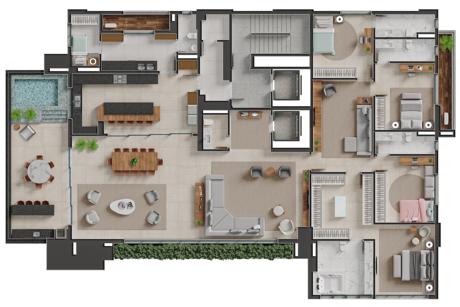 Planta Planta 2 — Bauhaus — apartamentos de 355 a 551 m² com 4 suítes em Goiânia