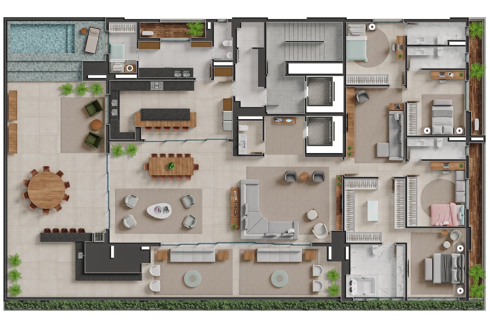 Planta Planta 1 — Bauhaus — apartamentos de 355 a 551 m² com 4 suítes em Goiânia
