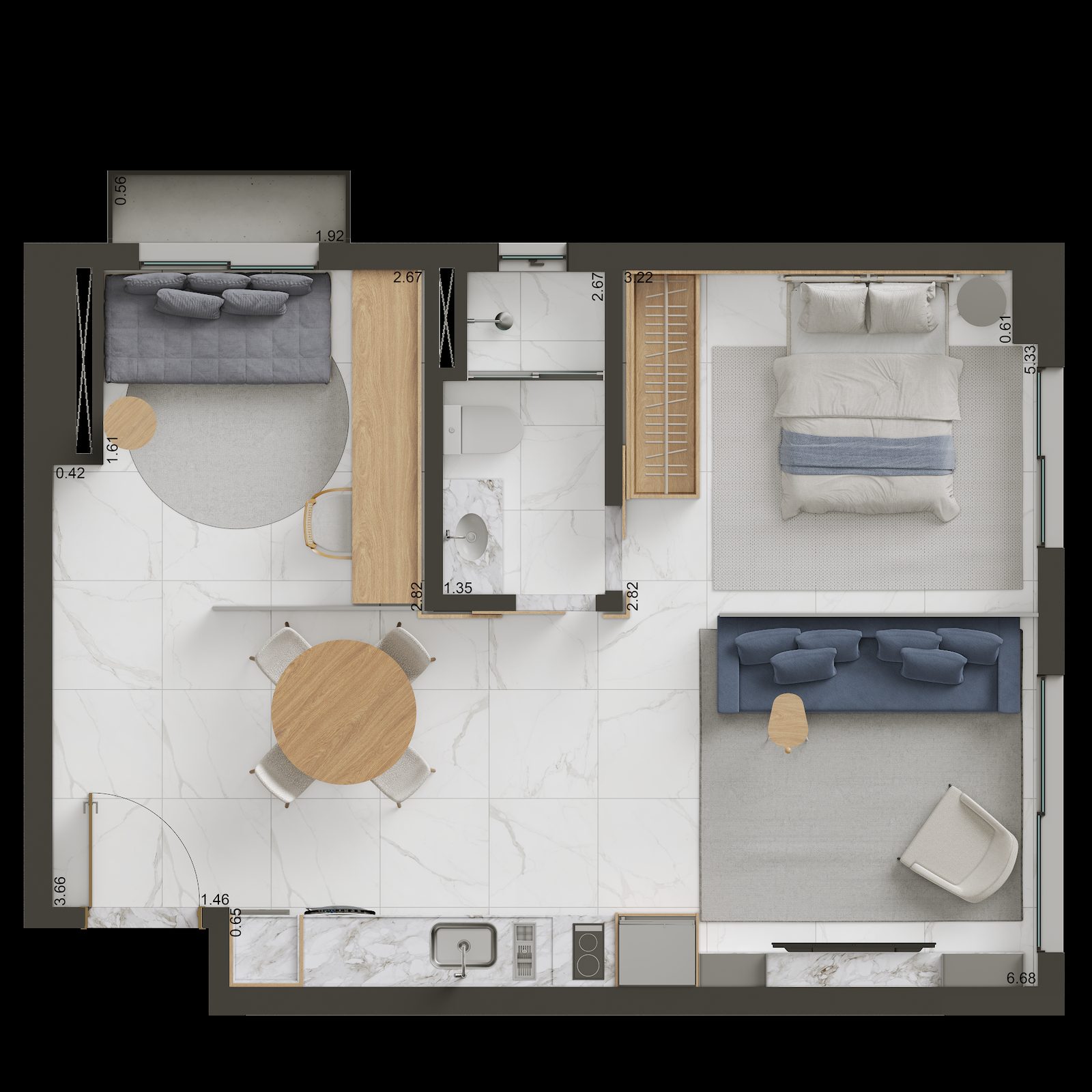 Planta Planta 2 — Decô Ricardo Paranhos — 68 a 99 m² em Goiânia