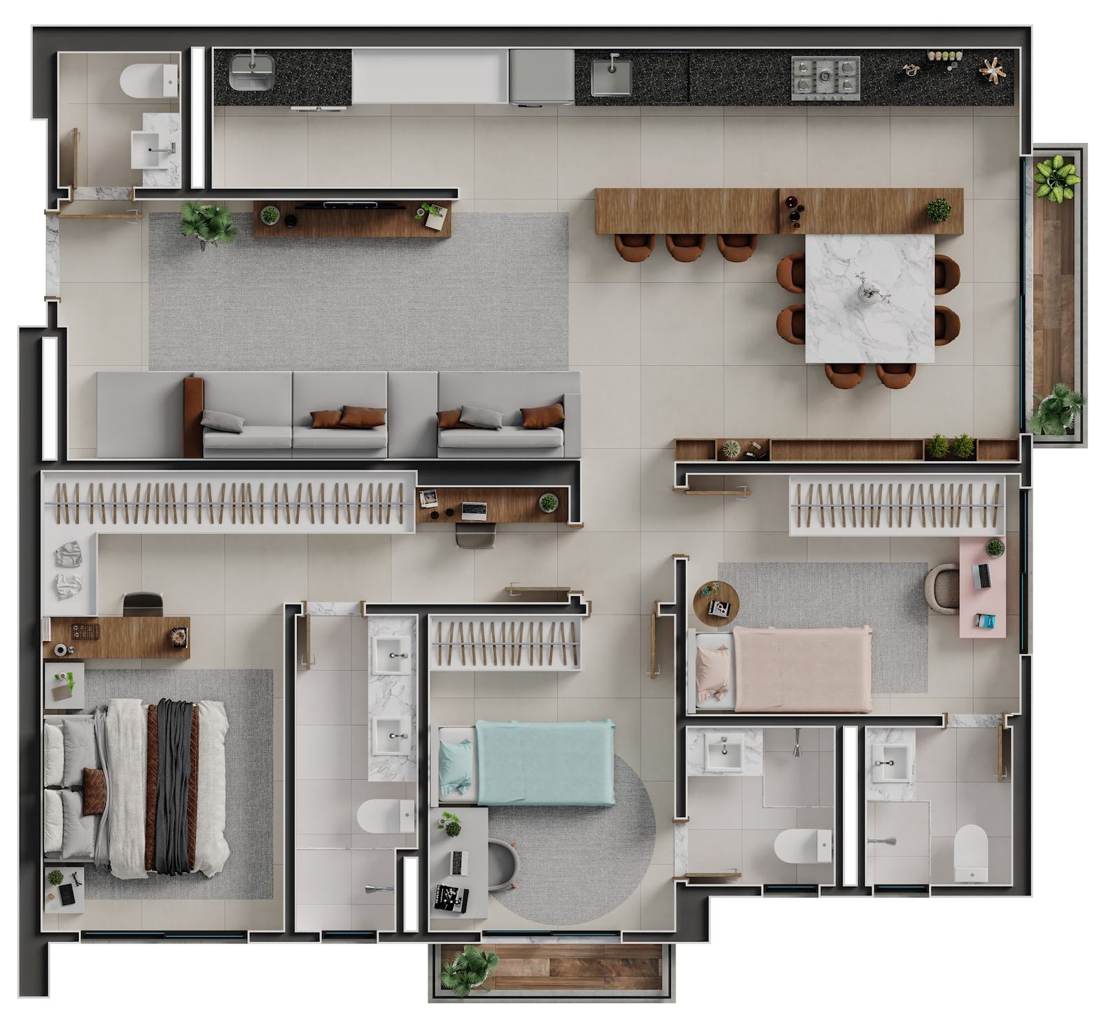 Planta Planta 3 — Emirates Parque Flamboyant — 47 a 137 m² no Jardim Goiás