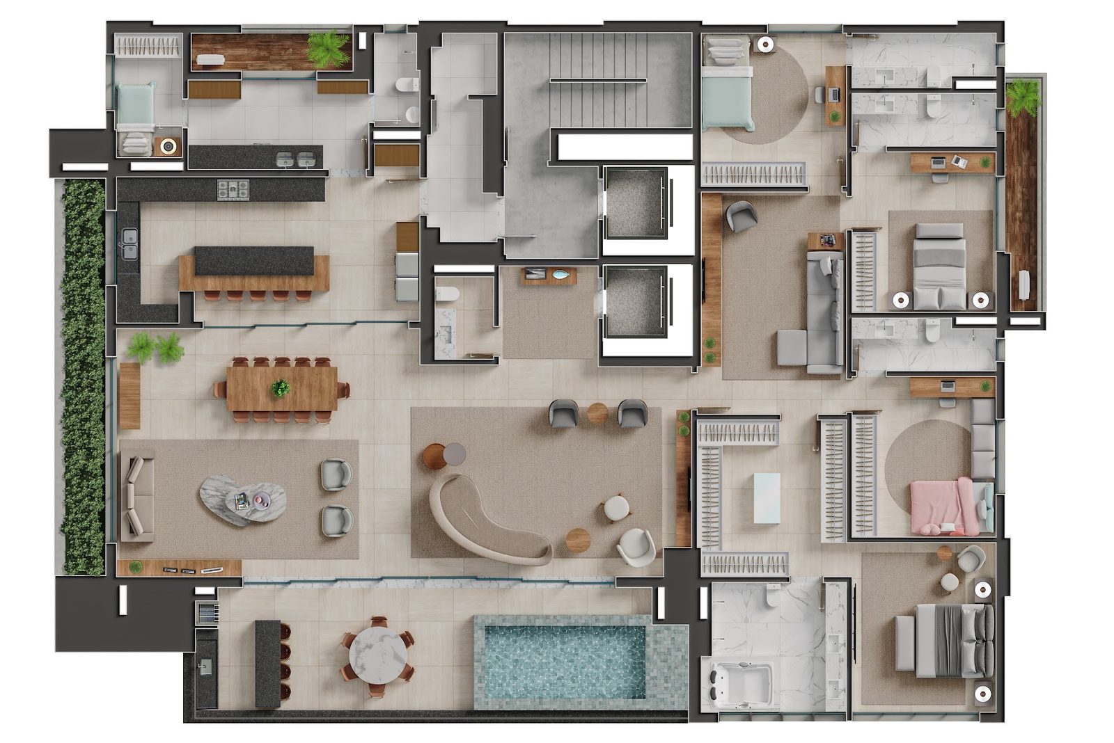 Planta Planta 3 — Bauhaus — apartamentos de 355 a 551 m² com 4 suítes em Goiânia